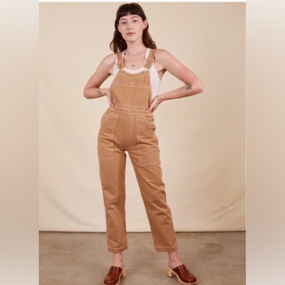 Big Bud Press Tan Denim Overalls, Unisex SMALL